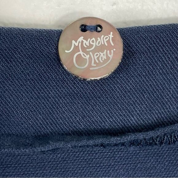 Margaret O’Leary Linen Blend Navy Embroidered 3-D Applique Floral Dress Large - Picture 8 of 9